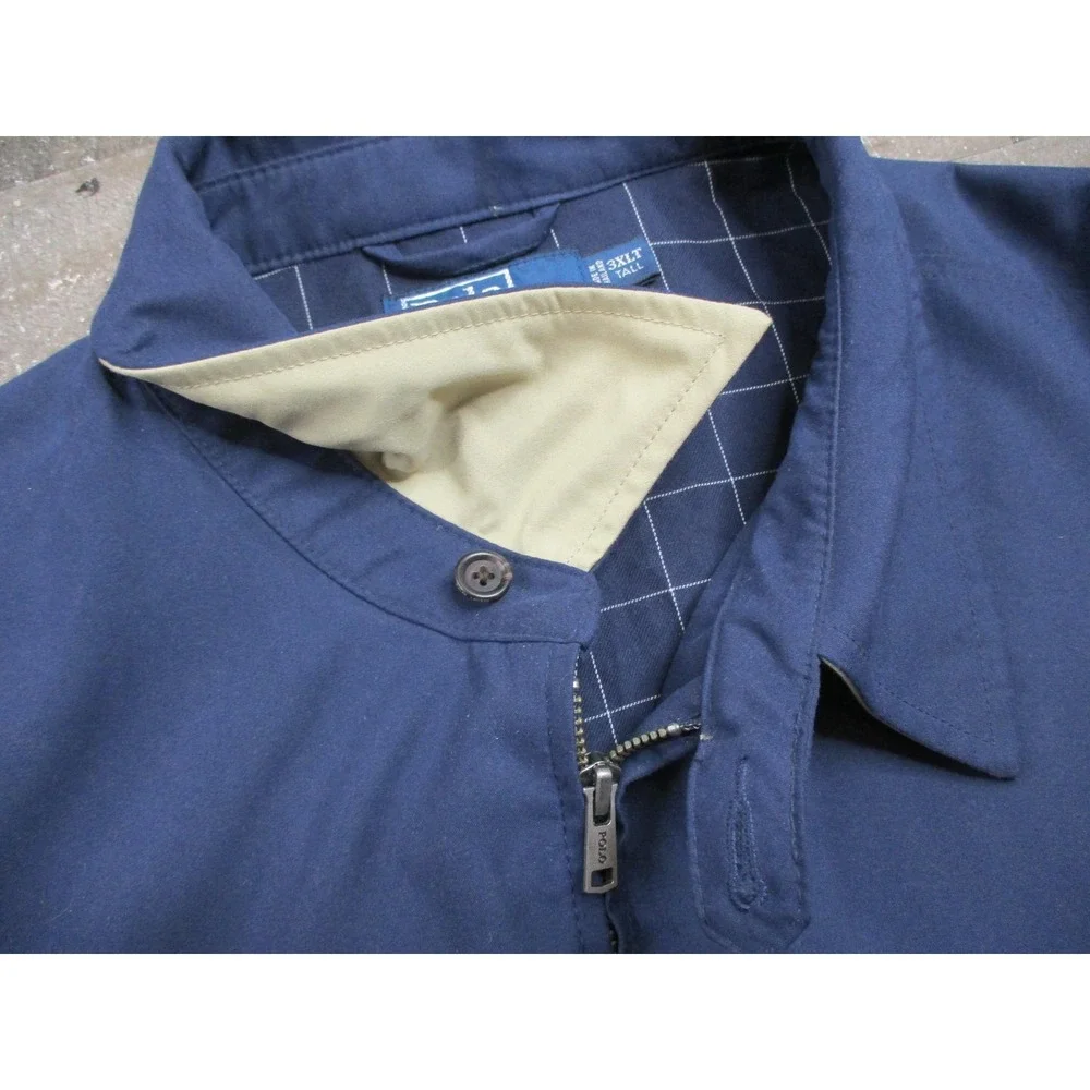 Polo Ralph Lauren Jacket Mens 3XLT Navy Full Zip Harrington Lined Windbreaker